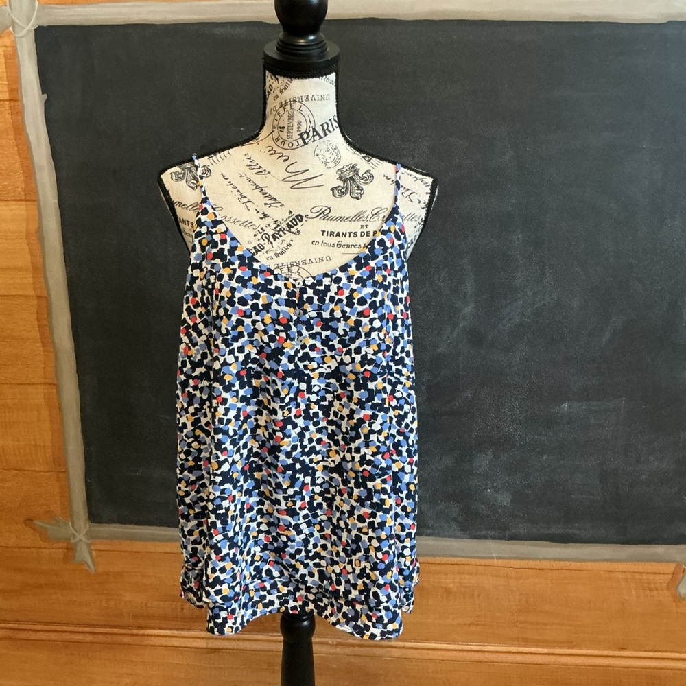 NWT Zac & Rachel spaghetti strap top Medium blue/yellow dots